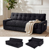 BEHOST 75.6" 3 Seater Sofa Couch for Living Room, Boneless Couch with Extra Deep Seats, Cloud Sofa with Upholstered 2 Pillows & Side Storage, Black
