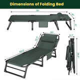 Oversized 29.5in Portable Folding Outdoor Cot Bed,  3 in 1 Adjustable 4 Positions Reclining Lounge Chairs with Pillow, Emergency Sleepover Bed , Suitable for Camping, Pool, Beach,Living Room, Patio