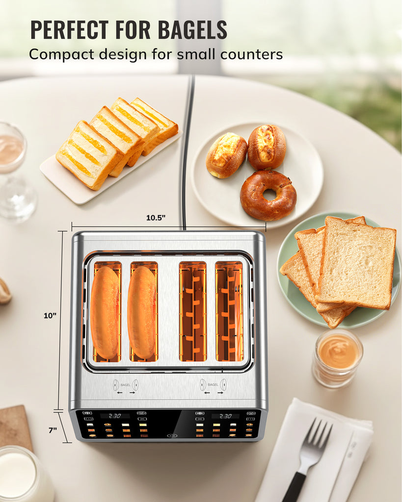 Stone Toaster Keenstone Toaster 4 Slice, Digital Smart Toaster with TouchScreen, Dua ...