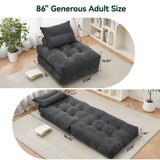 BEHOST 86" Oversized Folding Sofa Bed, Teddy Fabric Futon Couch Sleeper for Living Room, Dark Gray