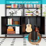 MONVANE Farmhouse Bookshelf and Bookcase with Doors, Crosshatch Design, 4 Shelves, 1 Pack, Black
