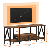 Behost TV Stand for 65 Inch, Dresser TV Stand with 2 Large Dresser Drawers, Entertainment Center with 3 Open Storage Shelf, Rustic Brown, Medium