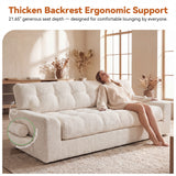 BEHOST 75.6" 3 Seater Sofa Couch for Living Room, Boneless Couch with Extra Deep Seats, Cloud Sofa with Upholstered 2 Pillows & Side Storage, Beige