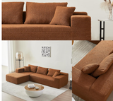 Behost 105" Modular Sectional Sofa for Living Room, Corduroy Cloud Couch for Adults, Red