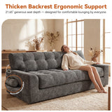 BEHOST 75.6" 3 Seater Sofa Couch for Living Room, Boneless Couch with Extra Deep Seats, Cloud Sofa with Upholstered 2 Pillows & Side Storage, Gray