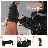 Vecukty 51.2" Large Collapsible Folding Wagon Cart, 560 lbs Load Capacity, Heavy-Duty Steel Frame & Oversized Wheels for Grocery Shopping, Camping, Sports, Moving – Black