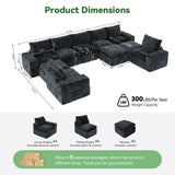 BEHOST 10-Piece Oversize U-Shaped Modular Sectional Sofa, Velvet Cloud Sleeper Couch 3 Movable Ottomans, Oversized Deep Seat Living Room Furniture Set,Dark Gray