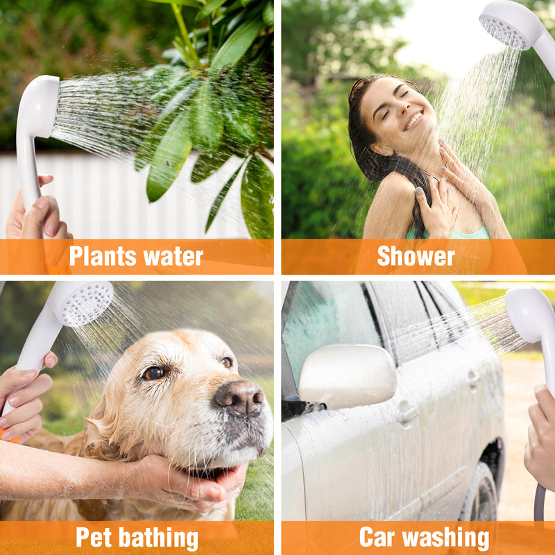 Portable Outdoor Shower, VECUKTY Removable Rechargeable Battery 4500 mAh with LED Light, Battery Powered Shower Pump for Hiking, Camping, Travel, Beach, Pets, Plants