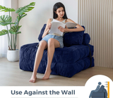 Folding Sofa Bed, 78" Convertible Sleeper Chair with Pillow for Living Room & Bedroom, Blue