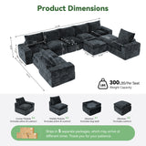 BEHOST 10-Piece Oversize U-Shaped Modular Sectional Sofa, Velvet Cloud Sleeper Couch with Dog Bed & 3 Movable Ottomans, Oversized Deep Seat Living Room Furniture Set,Dark Gray