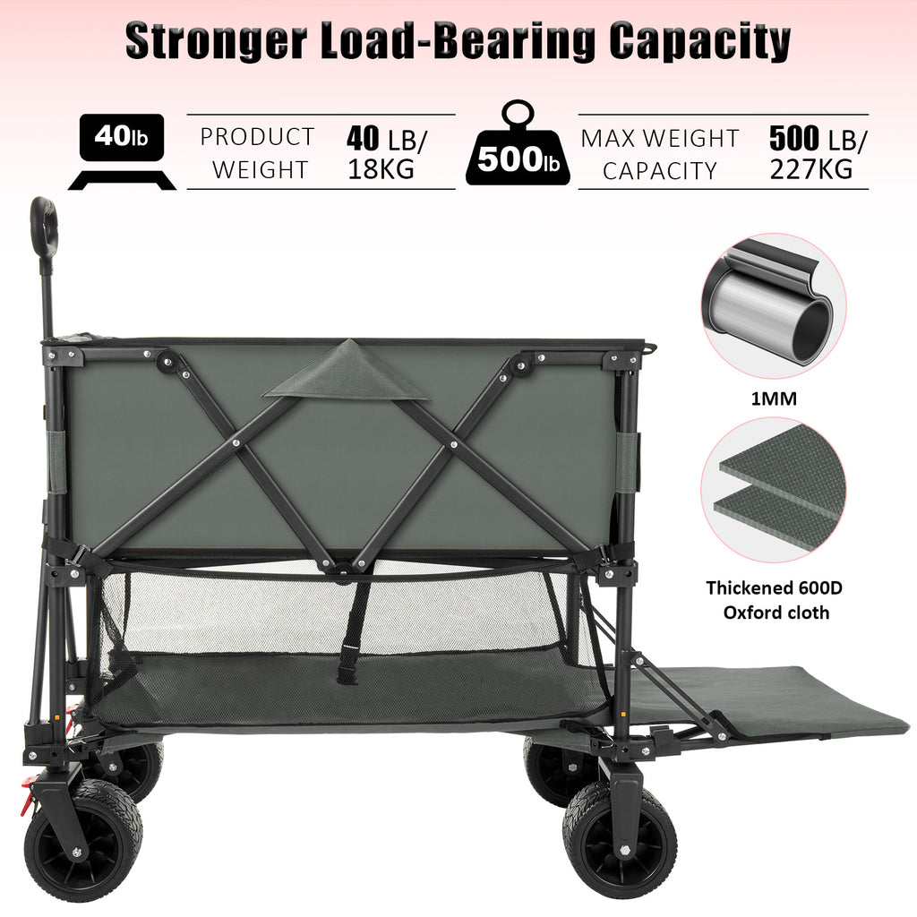 Folding Double Decker Garden Wagon, VECUKTY Heavy Duty Collapsible Cam –