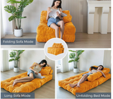 Folding Sofa Bed, 86" Convertible Sleeper Chair with Pillow for Living Room & Bedroom, Yellow