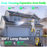VECUKTY Electric Pressure Washer,3700 PSI Max 2.5 GPM Power Washer with 35FT Cord,20FT Hose,4 Quick Nozzles,Foam Cannon for Car Garden Patio