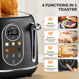 2 Slice Touchscreen Smart Toaster, Stainless Steel Bagel Toaster with Control Panels, 6 Shade Settings, Defrost, Reheat Function, Removable Crumb Tray