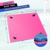 6'x 6' Floating Water Pad for 2 Person, VECUKTY 3 Layer Lily Pad for Water Recreation and Relaxing,Tear-Resistant XPE Foam Floating Mat for Beach,Ocean, Lake，Pink&Blue