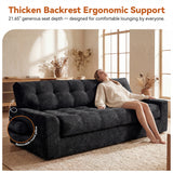 BEHOST 75.6" 3 Seater Sofa Couch for Living Room, Boneless Couch with Extra Deep Seats, Cloud Sofa with Upholstered 2 Pillows & Side Storage, Black