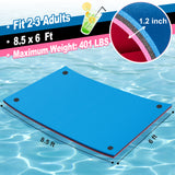 Floating Water Mat for 3 Person, VECUKTY 9'x 6' Lily Pad for Water Recreation and Relaxing,Tear-Resistant XPE Foam Floating Pad for Beach,Ocean, Lake，Pink&Blue