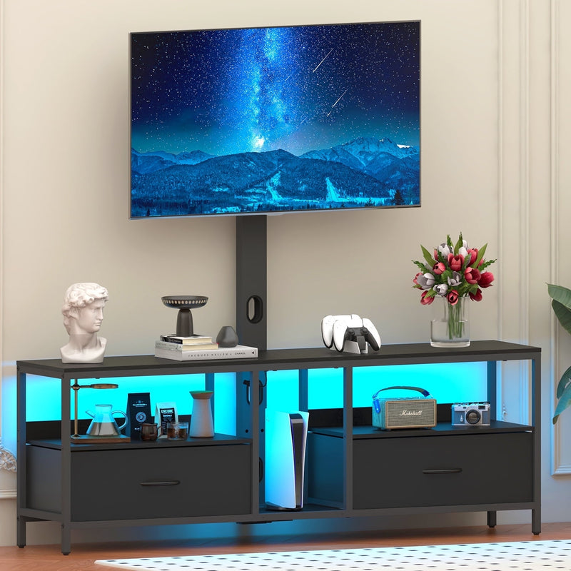 Behost TV Stand with Mount and Fabric Drawers for 65 Inches TV, Entertainment Center and Industrial TV Console Table with Storage for Living Room, Bedroom