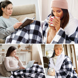 Electric Heating Blanket with Waistband and Sleeves - Keenstone Cozy Plaid Heated Throw with 6 Heat Levels and Timer Settings - 50 x 70 inch,Red