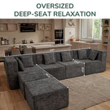 130" Oversized Modular Sectional Sofa for Living Room Flexible Combination U-Shaped L-Shaped Cloud Couch Sleeper Bed