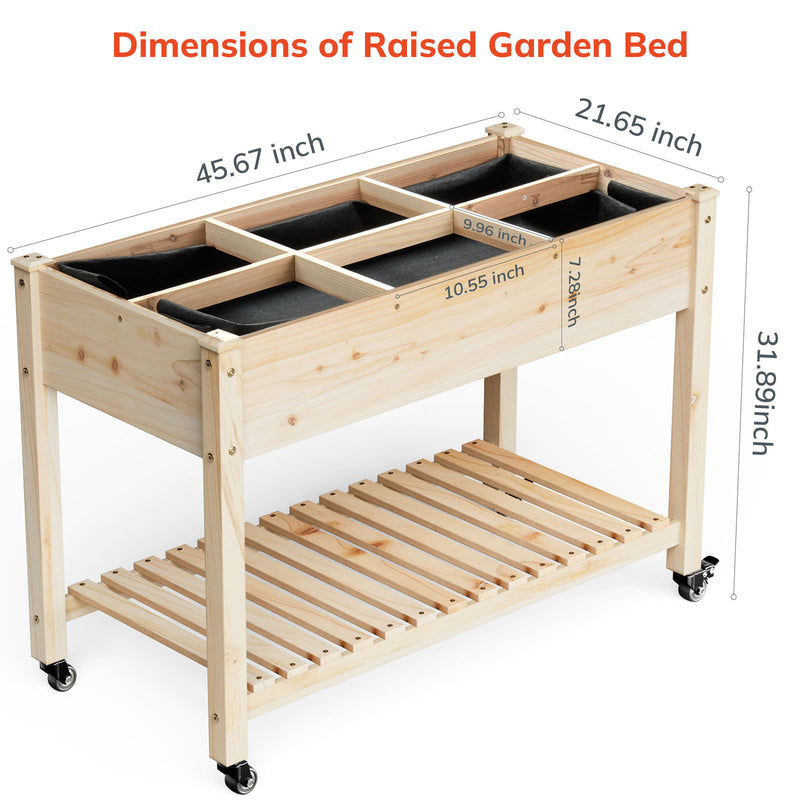 Raised Garden Bed with Planting Tool, BEHOST Elevated Wood Planter Box Stand for Backyard, Patio, Balcony w/Bed Liner, 264lb Capacity