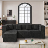 BEHOST 102.5" L-Shaped Modular Sectional Sofa, 4-Piece Chenille Cloud Couch with Extra Deep Seatst, Pet-Friendly Boneless Sofa for Living Room & Apartment, Chenille Black