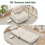 Behost Convertible Sofa Bed Couch with Armrest and Pillow, 86" Folding Chiar Bed Sleeper for Adults, Beige