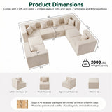 BEHOST 130" 8-Piece Modular Sectional Sofa, Boneless Cloud Couch with Extra Deep Seats, Washable Chenille Sofa Set for Living Room, Chenille Beige