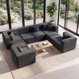 BEHOST 130" 8-Piece Modular Sectional Sofa with Ottomans, U-Shaped Pit Couch for Living Room, Modern Chenille Fabric Cloud Couch Set, Large Sleeper Sofa with Deep Seats, Dark Gray
