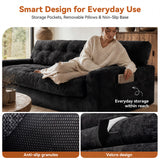 BEHOST 75.6" 3 Seater Sofa Couch for Living Room, Boneless Couch with Extra Deep Seats, Cloud Sofa with Upholstered 2 Pillows & Side Storage, Black
