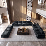 BEHOST 10-Piece Oversize U-Shaped Modular Sectional Sofa, Velvet Cloud Sleeper Couch 3 Movable Ottomans, Oversized Deep Seat Living Room Furniture Set,Dark Gray