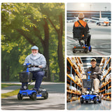 SACVON 4 Wheels Mobility Scooter with Cane Holder for Seniors, Electric Folding Wheelchair Device for Travel