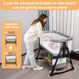 SACVON Bedside Bassinet Sleeper with Storage Basket & Wheels, Portable Crib for Baby, Gray Brand: SACVON