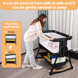 SACVON Baby Bassinet Bedside Sleeper - 6-Height Adjustable Crib to Match Adult Bed, Breathable Mesh Walls, Includes Mattress & Storage Basket, Black