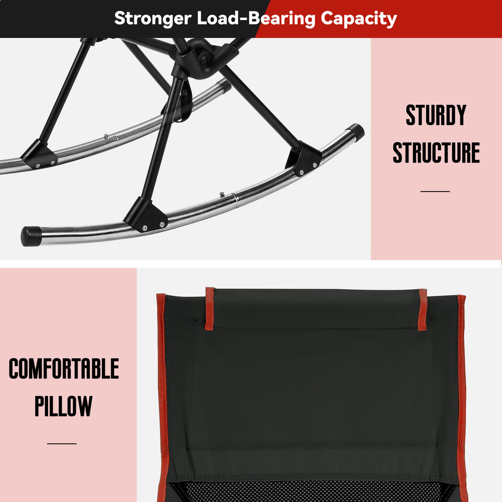 Camping Chair, VECUKTY High Back Rocking Chair 240 lbs Capacity, Compa ...