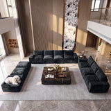 BEHOST 10-Piece Oversize U-Shaped Modular Sectional Sofa, Velvet Cloud Sleeper Couch with Dog Bed & 3 Movable Ottomans, Oversized Deep Seat Living Room Furniture Set,Dark Gray