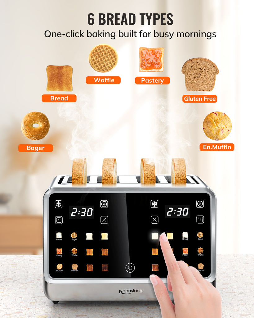 Toaster Keyboard Keenstone Toaster 4 Slice, Digital Smart Toaster with TouchScreen, Dua ...