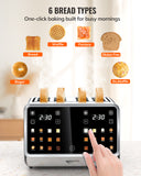 Keenstone Toaster 4 Slice, Digital Smart Toaster with TouchScreen, Dual Control Panel, Single Slot Toasting, Timer, Reheat & Defrost for Bagels, Bread, Waffles, Stainless Steel Kitchen Essentials