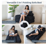 Folding Sofa Bed, 78" Convertible Sleeper Chair with Pillow for Living Room & Bedroom, Black