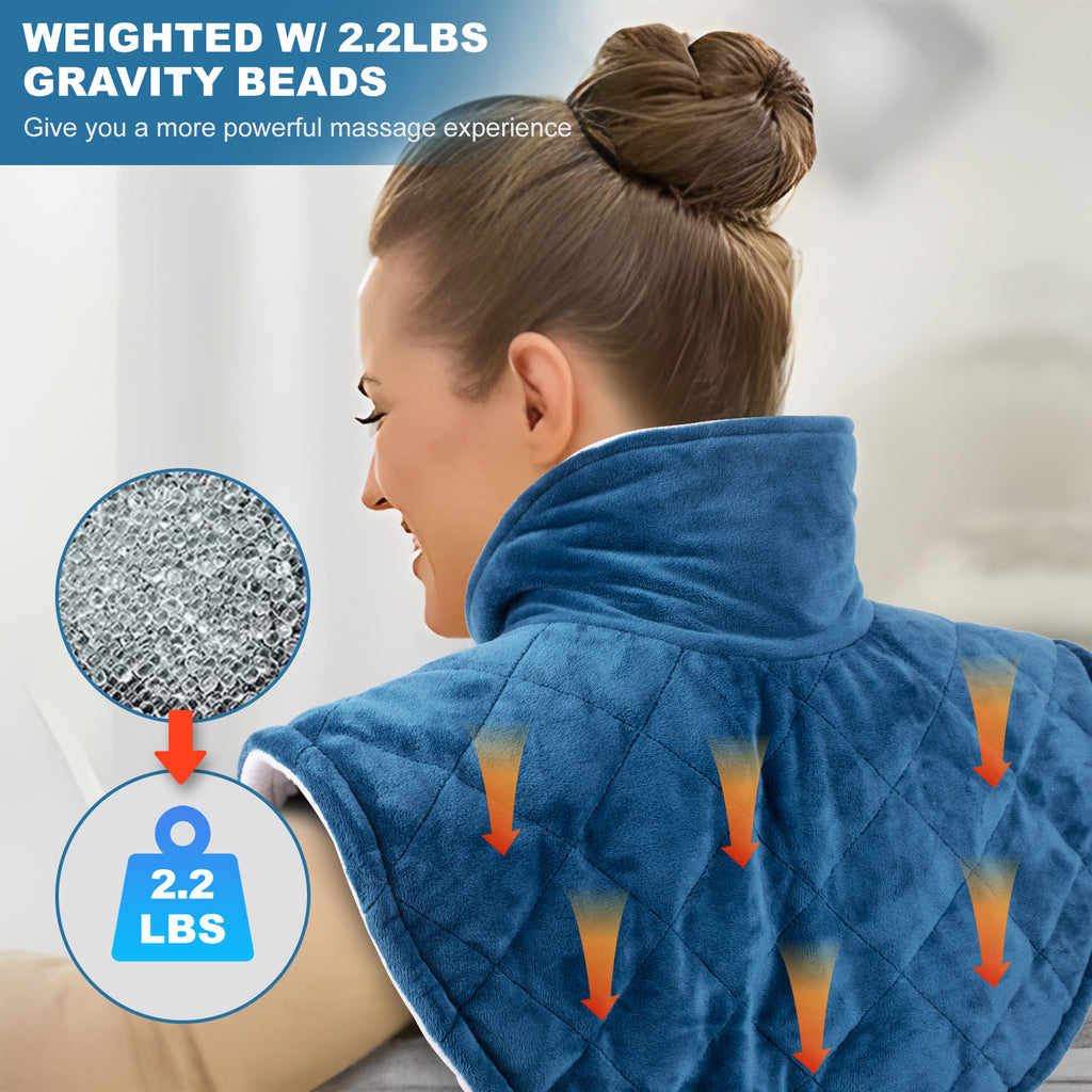 Keenstone Weighted Heating Pad for Neck and Shoulders Gray, 2.2lb Larg –
