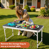 Vecukty Portable Camping Table Set - Aluminum Kitchen Station w/ Storage, Adjustable Feet & Trash Can, brown