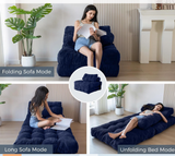 Folding Sofa Bed, 78" Convertible Sleeper Chair with Pillow for Living Room & Bedroom, Blue