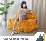 Folding Sofa Bed, 86" Convertible Sleeper Chair with Pillow for Living Room & Bedroom, Yellow