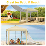 VECUKTY Beach Cabana, 6.2 x 6ft Portable Beach Canopy with Side Wall, UPF 50+ UV Protection, Easy to Set up Cool Beach Cabana Tent, Waterproof Sun Shelter with Privacy Sunwall for Sand-Beige