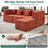 BEHOST 102.5" L-Shaped Modular Sectional Sofa, 4-Piece Chenille Cloud Couch with Extra Deep Seatst, Pet-Friendly Boneless Sofa for Living Room & Apartment, Chenille Rust