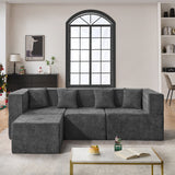 BEHOST 102.5" L-Shaped Modular Sectional Sofa, 4-Piece Chenille Cloud Couch with Extra Deep Seatst, Pet-Friendly Boneless Sofa for Living Room & Apartment, Chenille Dark Gray