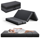 4-inch Twin Size 5-in-1 Quad-fold Convertible Sleeper Sofa Bed, Foldable Floor Mattress Longer Chaise Ottoman Futon Sofa Couch for Apartment Dorm Guest Room Camping RV, Dark Gray