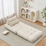 BEHOST 86" Oversized Convertible Sofa Bed Couch for Adults with Supportive Pillow, Cream Beige