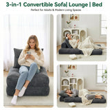 BEHOST 70" Corduroy Convertible Futon Sofa Bed, Folding Couch Sleeper for Small Spaces, Dark Gray