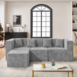 BEHOST 102.5" L-Shaped Modular Sectional Sofa, 4-Piece Chenille Cloud Couch with Extra Deep Seatst, Pet-Friendly Boneless Sofa for Living Room & Apartment, Chenille Light Gray